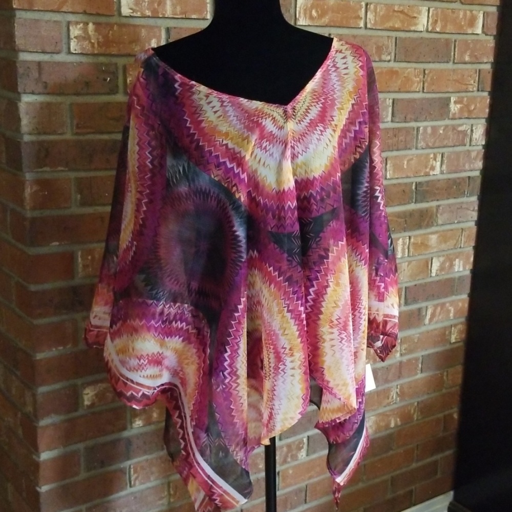 Cypress Blu sheer  caftan top